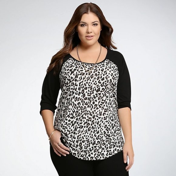 Torrid - Leopard Print - 3/4 Raglan Tee - Size 1 - Picture 5 of 7